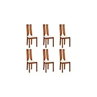 vente-unique - lot de 6 chaises silvia - hêtre massif - merisier & blanc