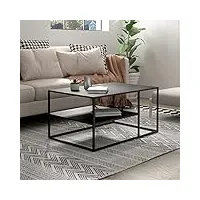[en.casa] table basse du salon rectangulaire acier solide robuste Étagère de rangement 45 x 90 x 60 cm noir