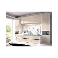 vente-unique - lit gigogne avec pont de lit selena - 90 x 190 cm - coloris : chêne et blanc + matelas