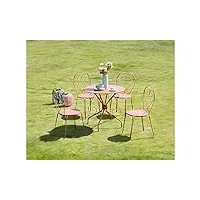 vente-unique - salle à manger de jardin en métal façon fer forgé : une table et 4 chaises empilables - terracotta - guermantes de mylia