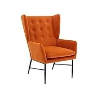 chairus fauteuil salon en velours chaise rembourrée chaise longue de relaxation pour chambre chaise d'appoint avec accoudoirs (orange)