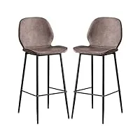 ensemble de 2 tabourets de bar, chaises de bar à hauteur fixe avec dossier chaises hautes pour îlot de cuisine tabourets de salle à manger, cadre en métal, industriel, assemblage facile