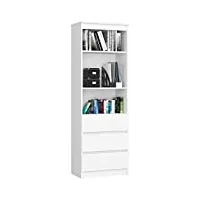 etagere bureau r 60 cm clp 3 tiroirs 2 tablettes blanc, etagere murale, bibliotheque enfant, meuble de rangement, etagere blanche