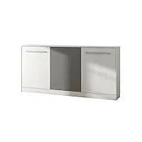 bb loisir armoire lit escamotable horizontal 90x200 cm blanc artisan/graphite lit rabattable lit mural roddy