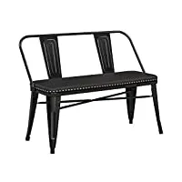 yaheetech chaise de salle à manger banc deux places design industriel chaise de cuisine avec assise rembourrée, structure en métal, style vintage, noir, 109 x 83 x 55,5 cm