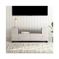 homiuse meuble tv gris béton 120x35x43 cm aggloméré bibliothèque style classique support de tv table tv meuble salon armoire tv chambre meuble de télévision etagère à livres