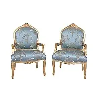 lot de 2 fauteuils rococo royaux marie antoinette - or bleu cat371a13 palazzo exclusif