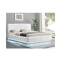 lit coffre en simili cuir avec led 140x190 cm divine