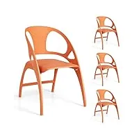 goplus lot de 2 chaises de salle à manger pliable en plastique, chaise portable ergonomique avec dossier incurvé, fauteuil minimaliste pour terrasse, salle à manger, jardin (orange)