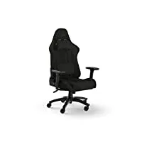 corsair tc100 relaxed fauteuil gaming - tissu - design inspiré des sports automobiles - coussin lombaire - coussin repose-nuque détachable en mousse à mémoire de forme - noir