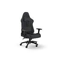 corsair tc100 relaxed fauteuil gaming - tissu - design inspiré des sports automobiles - coussin lombaire - coussin repose-nuque détachable en mousse à mémoire de forme - gris et noir