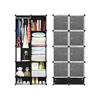 lantus armoire de penderie cube avec portes armoire de rangement modules ranger les vêtements chaussures sacs,plastique,167 * 76 * 37cm