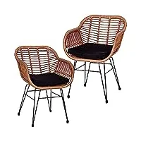 stilista poly-rattan chaise de jardin, set de 2, résistant aux intempéries indoor outdoor approprié