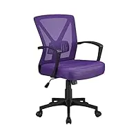 abician chaise de bureau en maille réglage en hauteur et en rotation 360° chaise de bureau de direction en tissu respirant travail Étude gaming violet