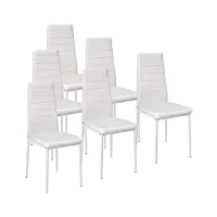 lot de 6 chaises de salle à manger,sgs tested, chaises de salle a manger, siege rembourre epais, chaises pour salle a manger, chaises de salle a manger moderne,6pc (blanc)