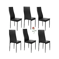 lot de 6 chaises de salle à manger,sgs tested, chaises de salle a manger, siege rembourre epais, chaises pour salle a manger, chaises de salle a manger moderne,6 pièces (noir)