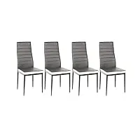 lot de 4 chaises de salle à manger,sgs tested, chaises de salle a manger, siege rembourre epais, chaises pour salle a manger, chaises de salle a manger moderne,4pc (gris + blanc)