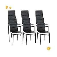 lot de 6 chaises de salle à manger,sgs tested, chaises de salle a manger, siege rembourre epais, chaises pour salle a manger, chaises de salle a manger moderne,6 pc (noir + blanc)