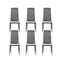 lot de 6 chaises de salle à manger,sgs tested, siege rembourre epais, chaises moderne,6pc (gris + blanc)