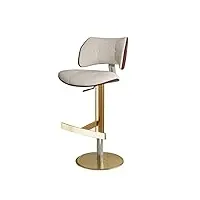 chaise de bar tabouret réglable en hauteur surface de tabouret rotative à 360° banc d'île de caissier chaise de salle à manger de cuisine à domicile châssis en acier galvanisé(color:or-beige)