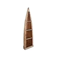origen meuble bateau 3 etagères, bois naturel avec effet rétro vieilli, collection nautique, h 190 cm