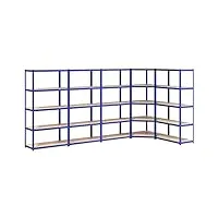 vidaxl 5x Étagères à 5niveaux etagères de stockage meubles de rangement stockage d'atelier garage entrepôt bleu acier et bois d'ingénierie