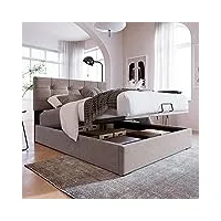 merax lit rembourré 90 x 200 cm - lit fonctionnel avec tête de lit réglable - en velours - cadre de lit moderne - pour enfants et adolescents - sans matelas - gris clair