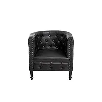 made in meubles fauteuil chesterfield en cuir noir esteban - assise - fauteuil 57 x 61 x 62 cm