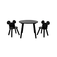 disney ensemble table et chaises, mdf 15 mm + bois de pin, black, furniture