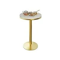 flbt table haute ronde en marbre avec pieds doré, table de cocktail bistro moderne avec cadre en métal solide, convient pour café/dessert shop/salle de réception,hauteur 75 cm, 95 cm, 1