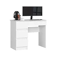 akord bureau blanc avec rangement | table de bureau tiroir | 4 tiroirs bureaux| haute qualité | meuble petit | pour la maison | pour le bureau | ergonomie | pour le travail | pour les études