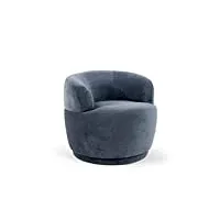 amaris elements | fauteuil en velours 'pitt' bleu rond rotatif à 360° pour salon