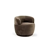 amaris elements | fauteuil en velours 'pitt' marron rond rotatif à 360° pour salon