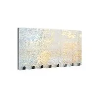 deqori portemanteau mural en verre et métal | motif « mur avec structure dorée » | 60 x 30 cm | barre à crochet design moderne | panneau de garderobe pour couloir, salon et chambre à coucher |