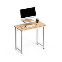 lvhcmfohm bureau informatique 80x40cm, table d'ordinateur simple, petit bureau ordinateur avec support amovible de surélévation, adapté au bureaux, au salon, à la maison (chêne)