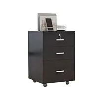 caisson de bureau classeur à grain en bois, casier mobile avec serrure, support d'imprimante à 3 couches for bureau à domicile (color : black, size : 40x36x56cm)