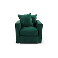 amaris elements | fauteuil en velours « paul » vert foncé 80 x 85 cm housse en tissu