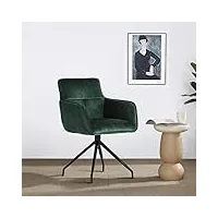 hipihom chaise de bureau avec accoudoirs, chaise moderne en velours pour salon-salle à manger (1 vert foncé)