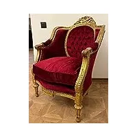 casa padrino fauteuil de salon baroque bordeaux rouge/or antique - fauteuil de salon de style antique fait main - meuble de salon - meuble baroque - noble & magnifique