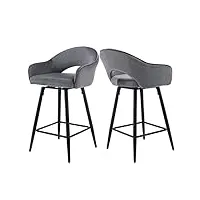 chairus tabourets de bar pivotant lot de 2 tabourets hauts en velours chaises et tabourets de cuisine avec pieds en métal (gris(velours)-2)