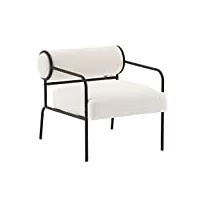 mingone fauteuil de salon petit canapé en laine d'agneau design moderne en tissu avec accoudoirs pour salon, chambre à coucher blanc