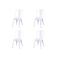 hjhomeheart lot de 4 chaises de salle à manger empilables en métal de style vintage, design industriel, restaurant, mariage, café, jardin (blanc)