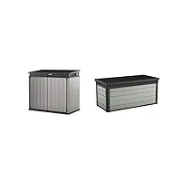 keter abri horizontal range poubelle elite store - 1200 & coffre de rangement extérieur denali - 570 litres