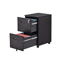 rhsh caisson de bureau 2 tiroirs en bois noir classeur de stockage classeur mobile classeur sous le bureau entièrement for les meubles de bureau à domicile meuble de rangement
