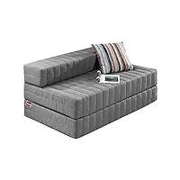 abeil sofa - chauffeuse/matelas d’appoint de luxe gris / 2 personnes 140 x 200 cm