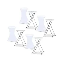 idmarket - lot de 4 tables hautes pliantes 105 cm et 4 housses blanches