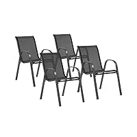 idmarket - lot de 4 chaises de jardin lyma métal et textilène empilables gris anthracite