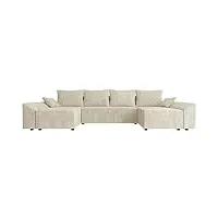 palozi sofa canapé panoramique vaugirard en velours côtelé - 5 places - beige