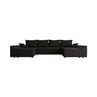 palozi sofa canapé panoramique vaugirard - tissu - 5 places - noir