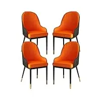emur lot de 4 chaises de cuisine en cuir, fauteuils d'appoint de salon modernes avec pieds en métal en fer forgé pour restaurants commerciaux à domicile (color : e)